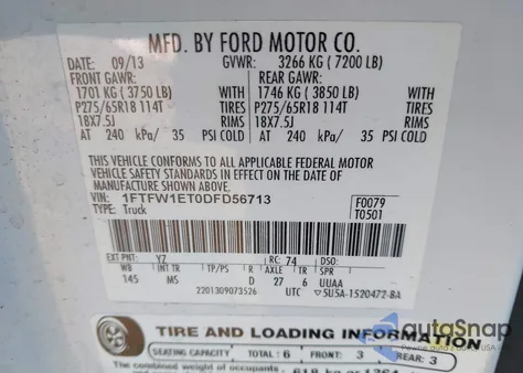 2013 Ford F-150 Xlt z USA, uszkodzony, nr VIN 1FTFW1ET0DFD56713